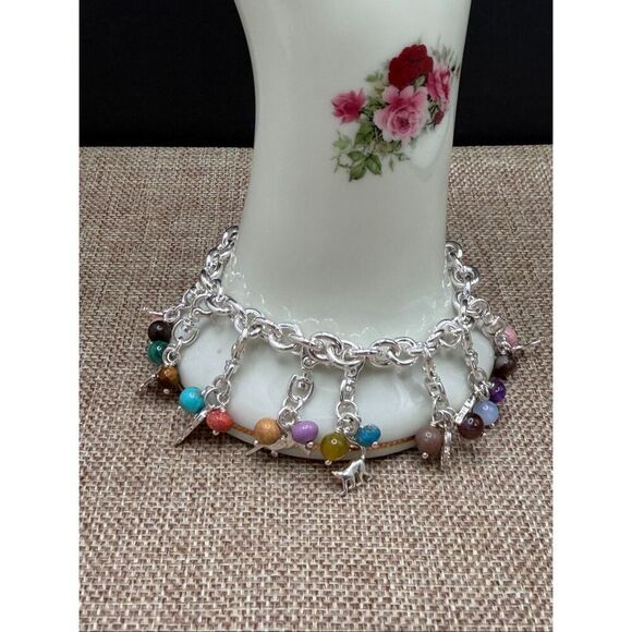 Jay King Sterling Silver Multi-Gemstone Charm Bracelet – Limited Edition 20th An